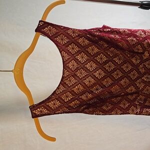 Speechless Fit and Flare, Size 5 Juniors', Maroon and Nude